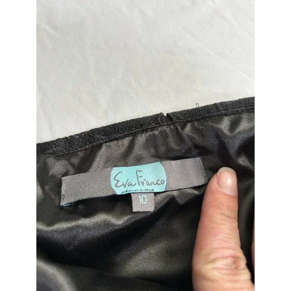 Eva Franco Women’s Black Strapless Mini Dress Embroidered Lace Size 10 - Picture 5 of 10